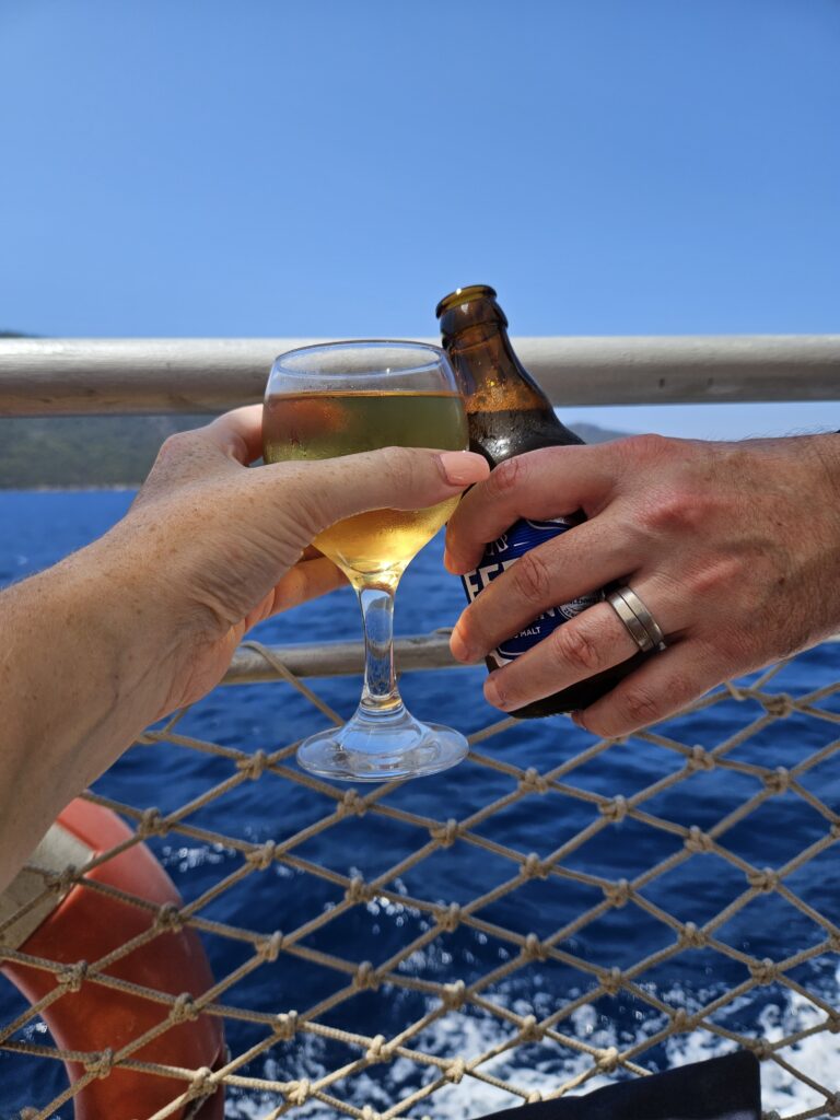 Enjoying drinks on a boat trip tour