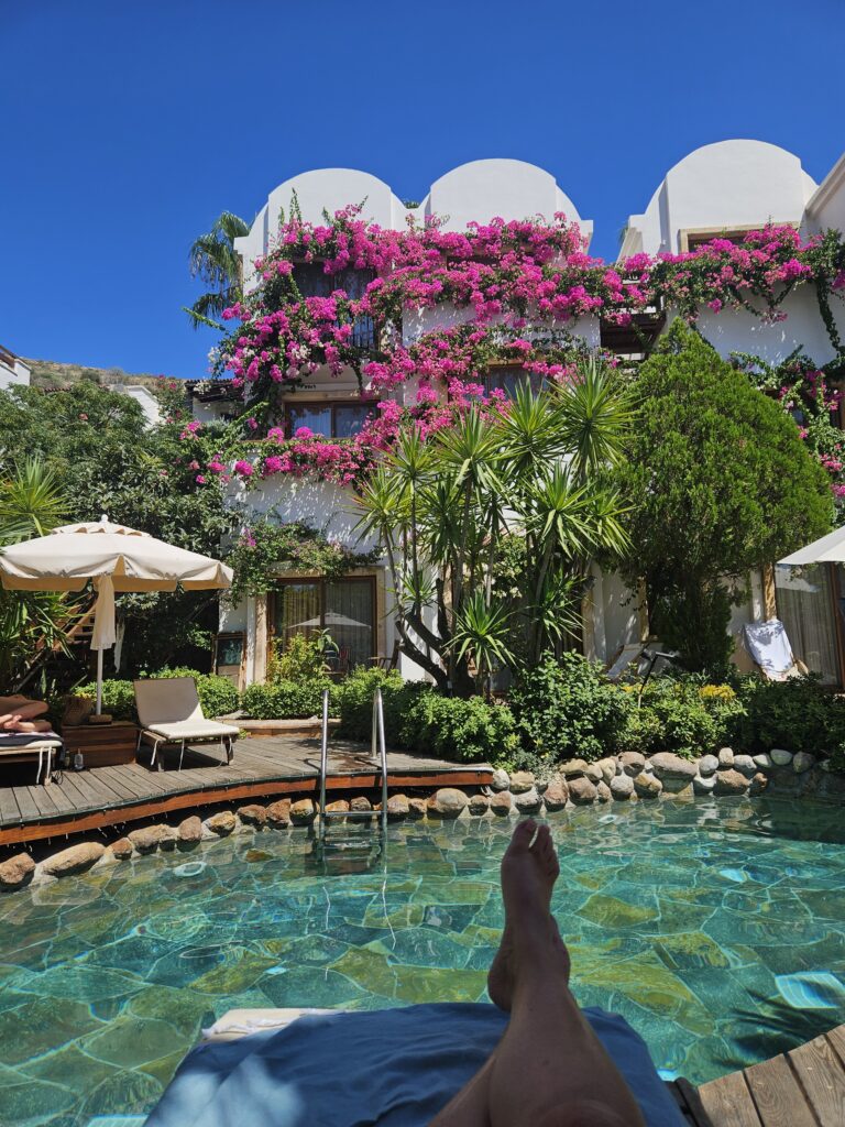 Pool view from Bodrum accommodation