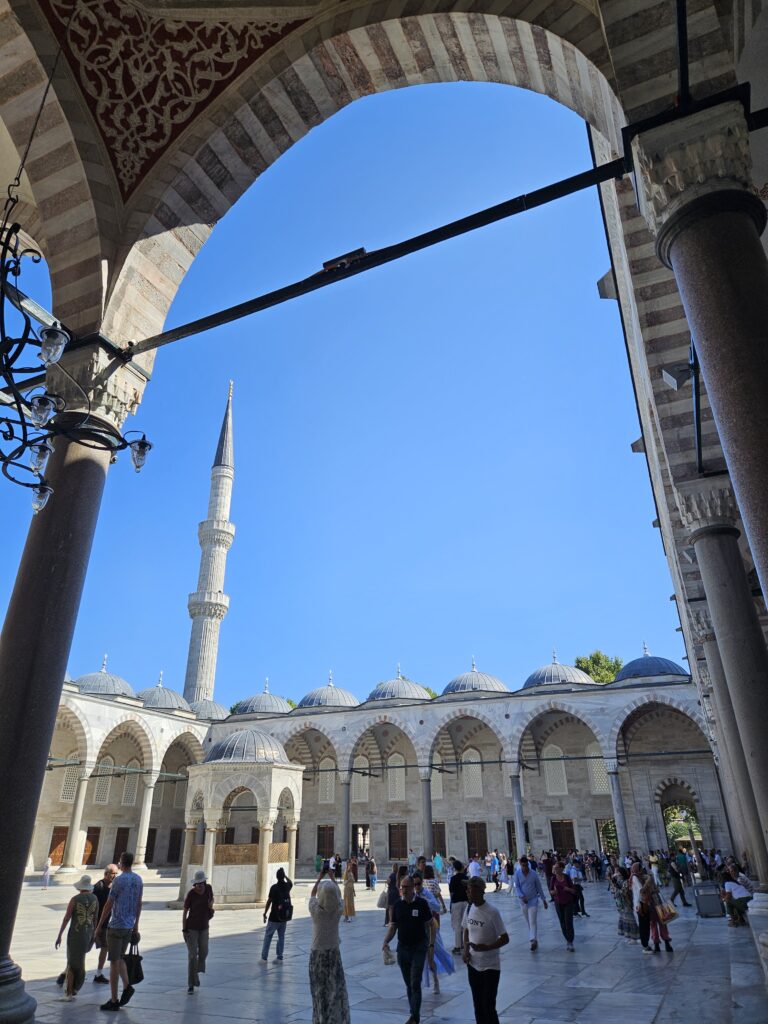 Inside the grounds of the Blue Mosque